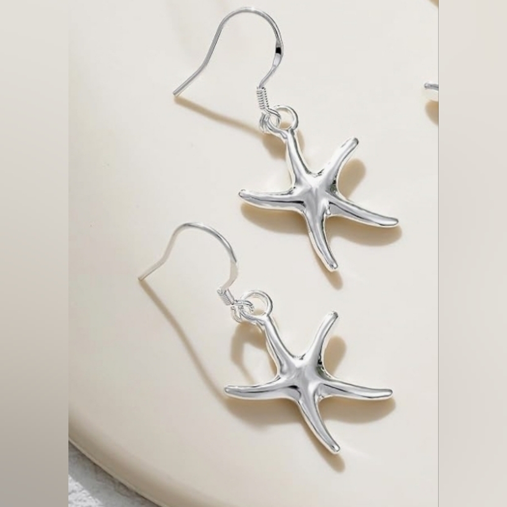 Sterling .925 starfish earrings Hook Drop